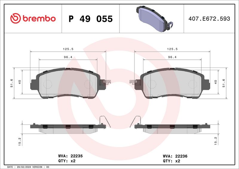 BREMBO fékbetétkészlet, tárcsafék P 49 055