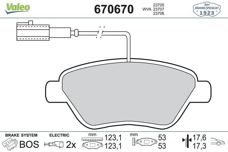 Plaquettes+de+frein+à+disque VALEO 670670