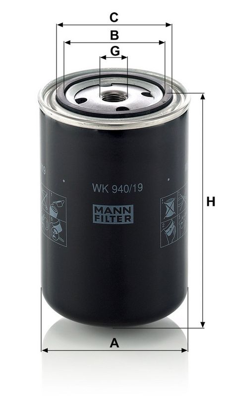 Kütusefilter, MANN-FILTER WK 940, 19