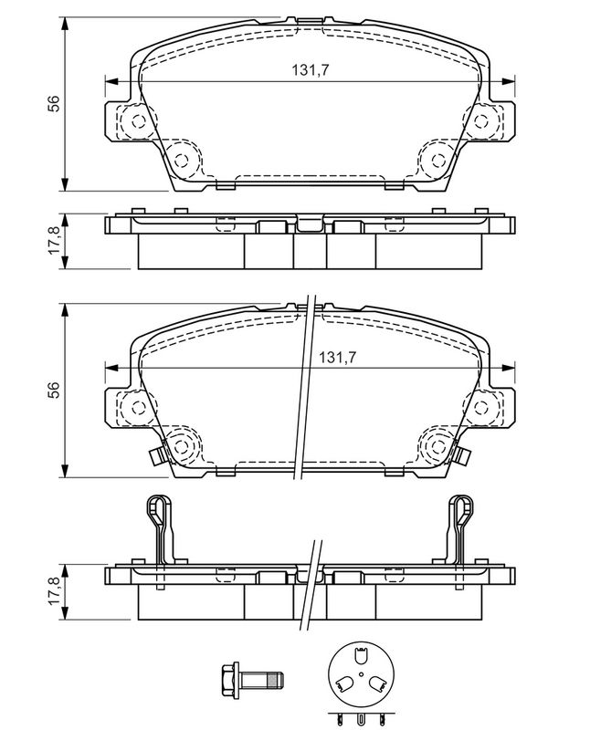 BOSCH Plaquettes de frein à disque 0 986 494 136