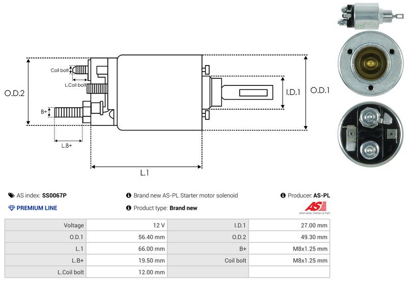 AS-PL SS0067P Solenoid Switch, starter