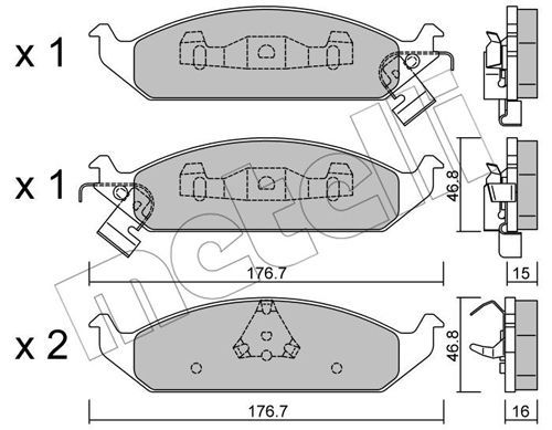 Комплект гальмівних накладок, дискове гальмо, Metelli 2203550