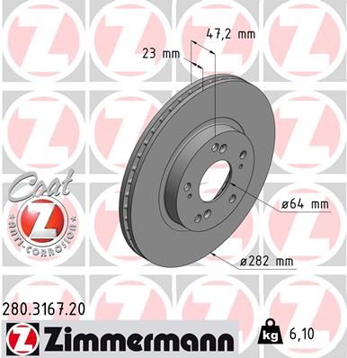 Гальмівний диск, Zimmermann 280.3167.20