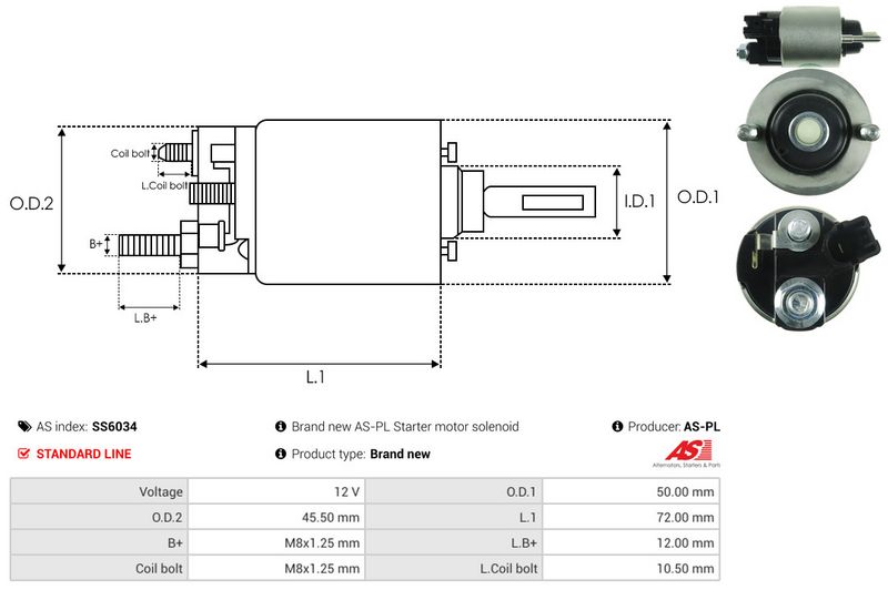 AS-PL SS6034 Solenoid Switch, starter