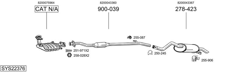 BOSAL kipufogórendszer SYS22376