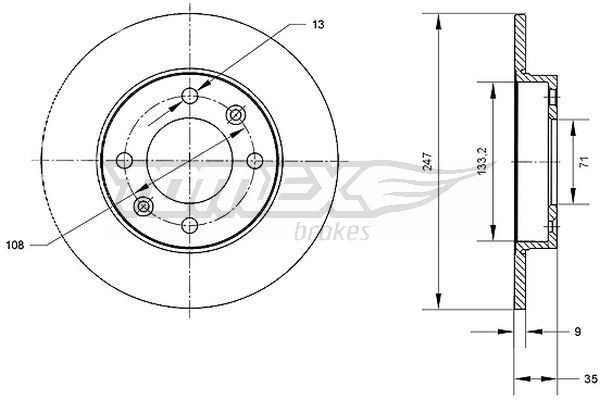 TOMEX Brakes féktárcsa TX 70-58