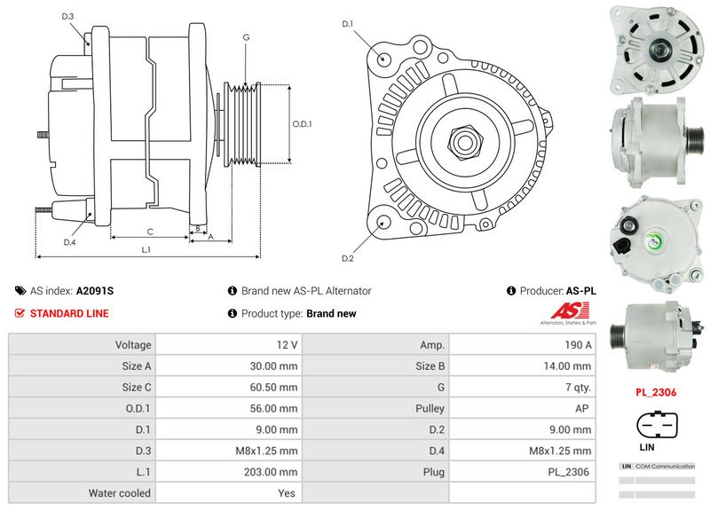 AS-PL A2091S Alternator