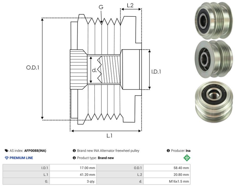 AS-PL AFP0088(INA) Alternator Freewheel Clutch