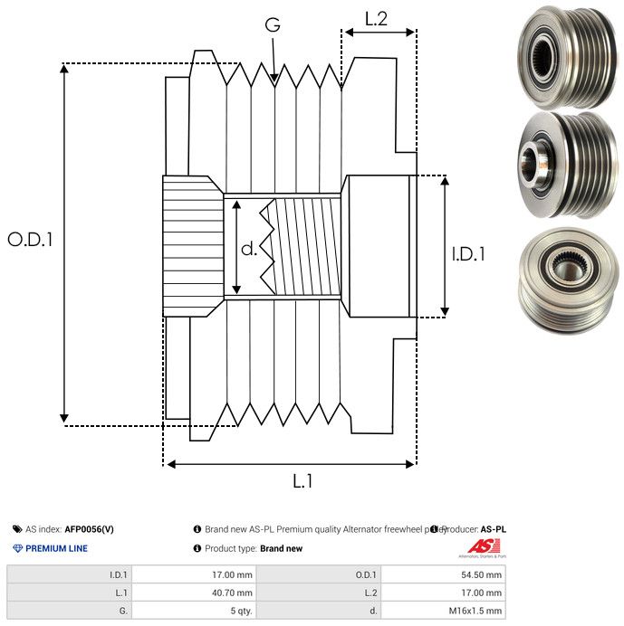 AS-PL AFP0056(V) Alternator Freewheel Clutch
