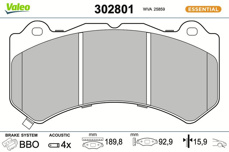 комплект спирачно феродо, дискови спирачки VALEO