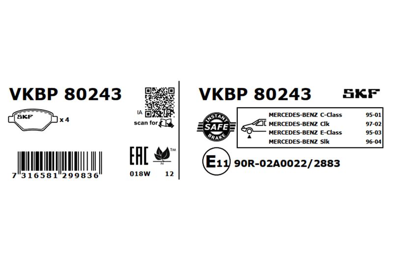 SKF VKBP 80243 Brake Pad Set, disc brake