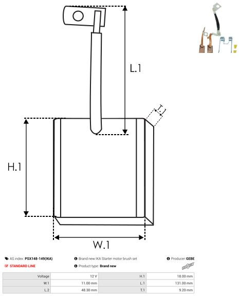 Süsinikuhari, starter, AS-PL PSX148-149(IKA)