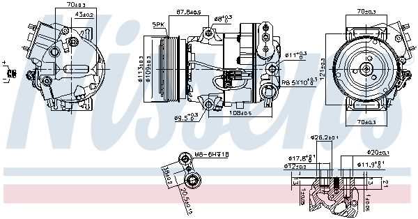 NISSENS OPEL Компрессор кондиционера ASTRA J 09-, MERIVA B 10-, ZAFIRA TOURER C 11-