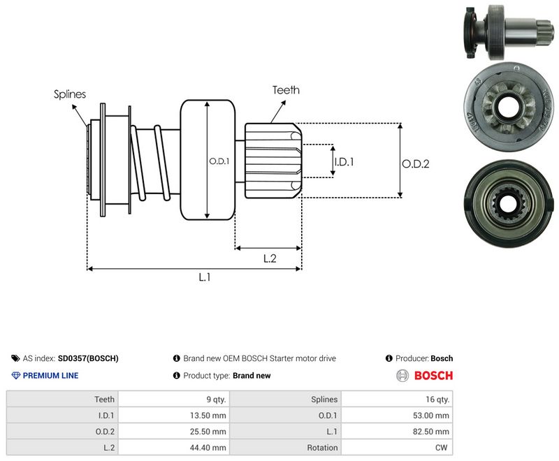 AS-PL SD0357(BOSCH) Freewheel Gear, starter