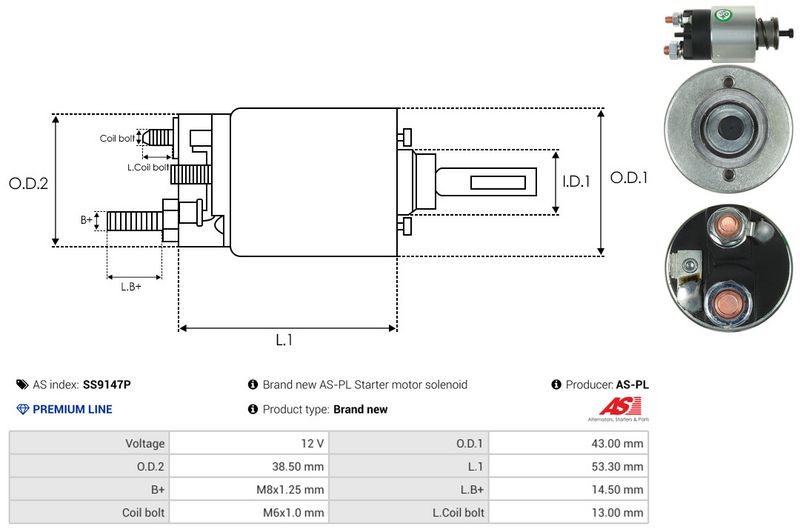 Magnetlülitus, starter, AS-PL SS9147P