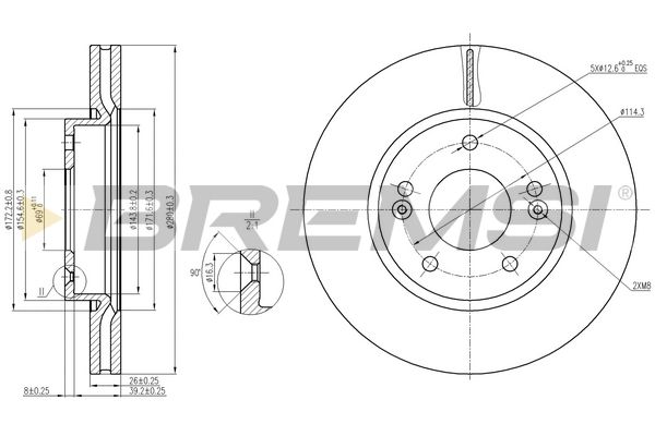 Диск тормозной (передний) на Carens, Ceed, Cerato, Coupe, I30, IX20, Magentis, ProCeed, Sonata, Soul, Sportage, Tucso...