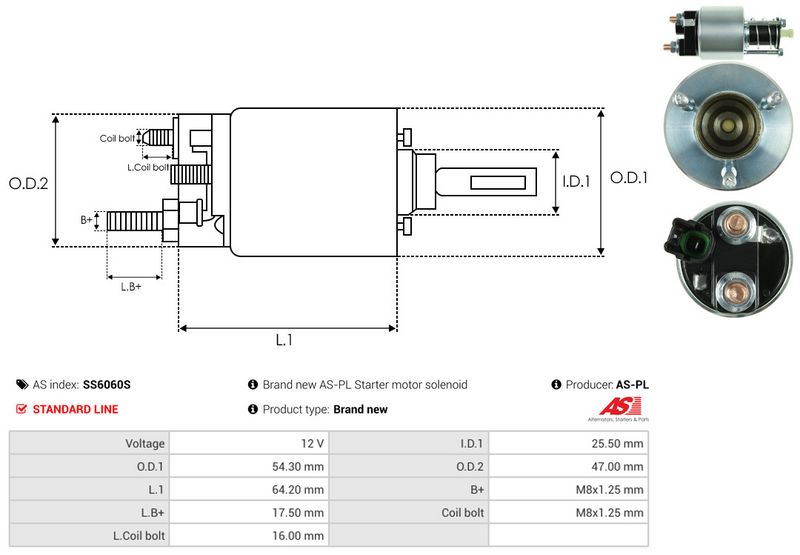 AS-PL SS6060S Solenoid Switch, starter