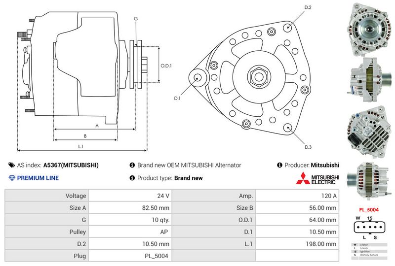 AS-PL A5367(MITSUBISHI) Alternator