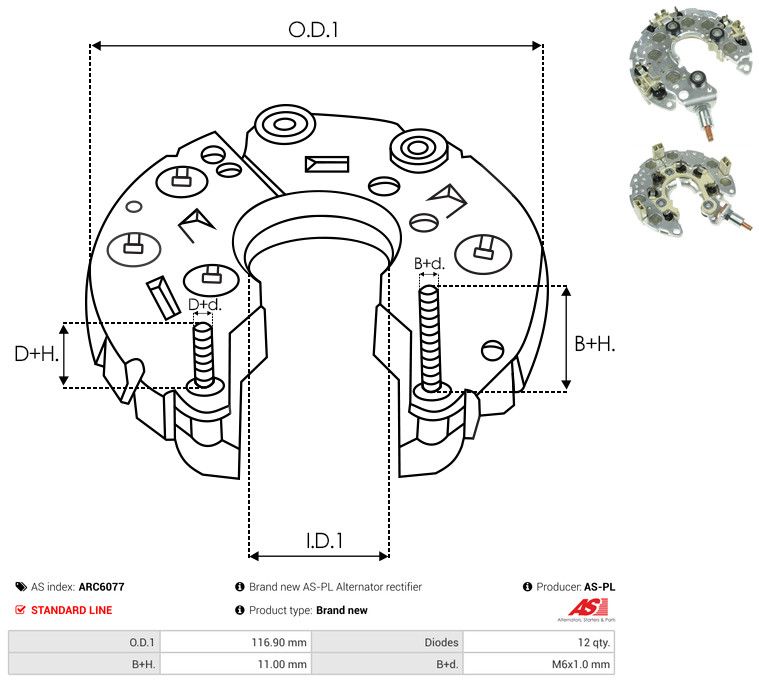 AS-PL ARC6077 Rectifier, alternator
