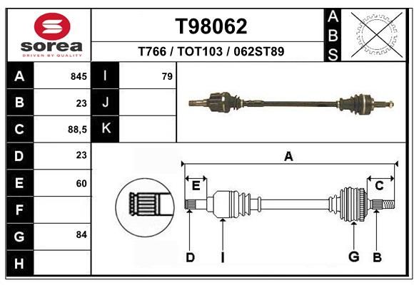 EAI hajtótengely T98062