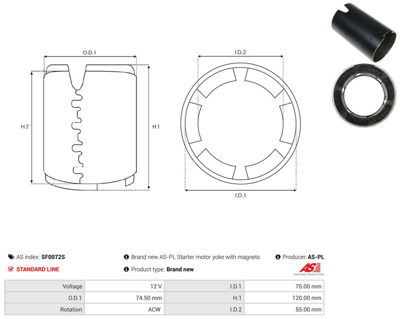 AS-PL SF0072S Field Winding, starter