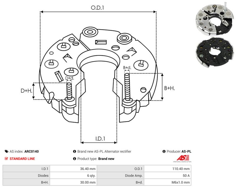 AS-PL ARC0140 Rectifier, alternator