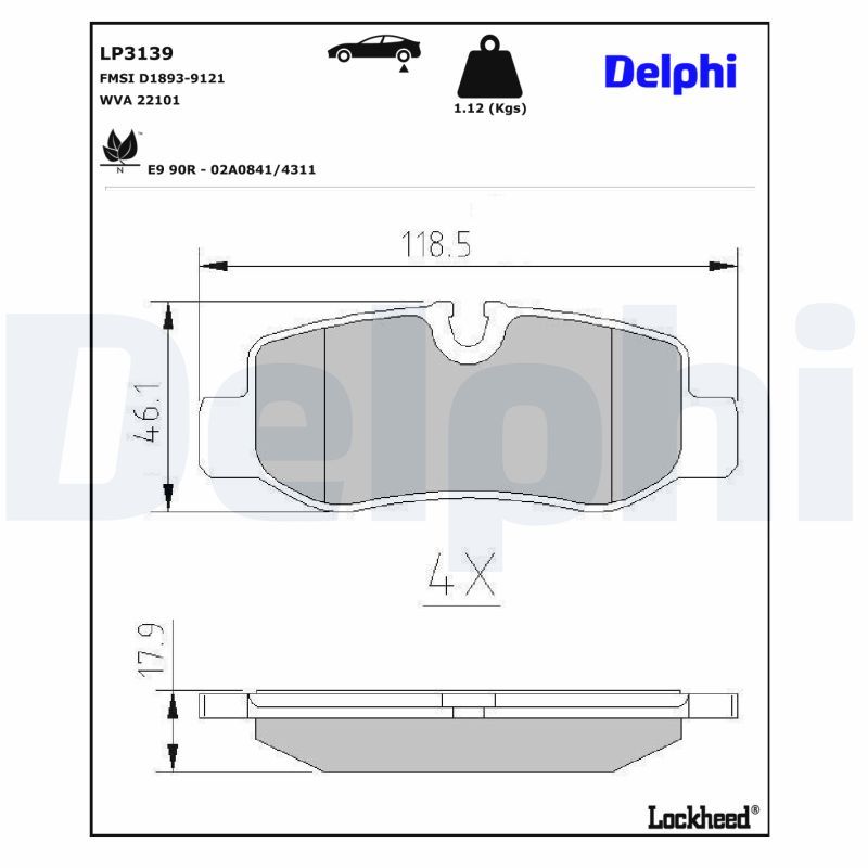 DELPHI LP3139 Brake Pad Set, disc brake