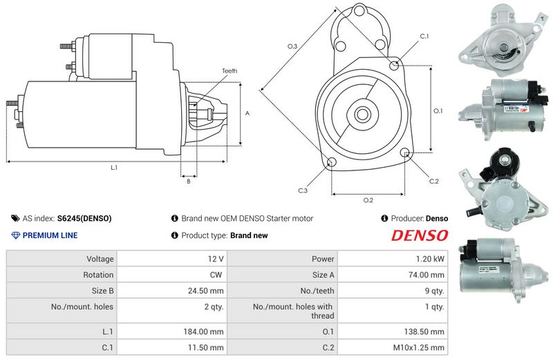 AS-PL S6245(DENSO) Starter