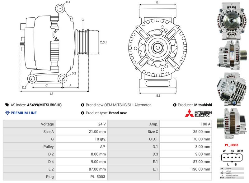 AS-PL A5499(MITSUBISHI) Alternator