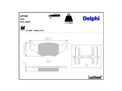 DELPHI LP760 Brake Pad Set, disc brake