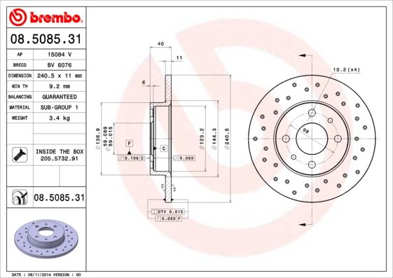 BREMBO Remschijf 08.5085.31