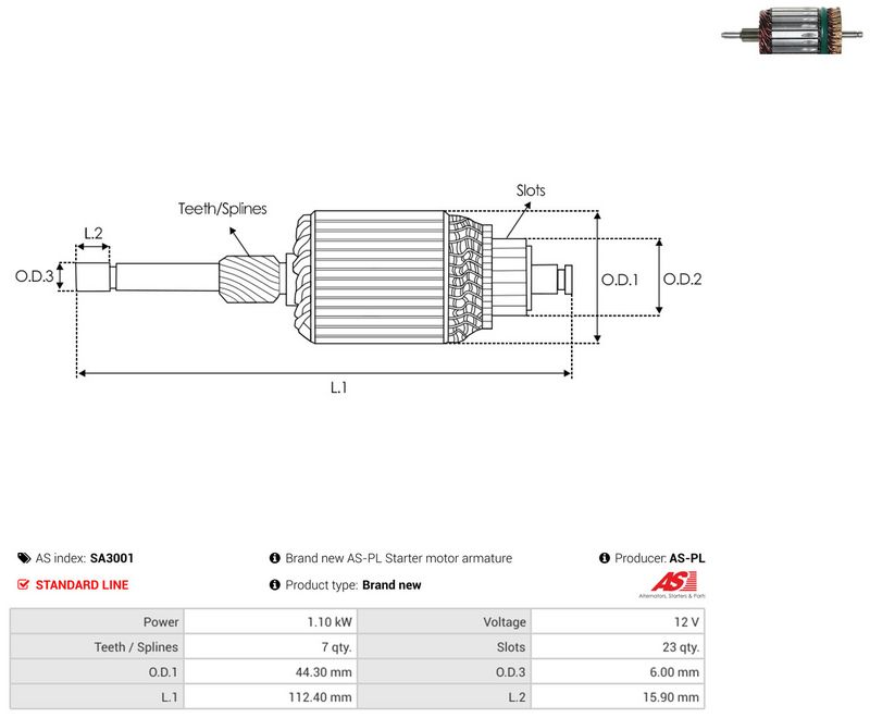 AS-PL SA3001 Armature, starter