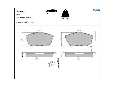 DELPHI LP1990 Brake Pad Set, disc brake