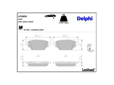 DELPHI LP3859 Brake Pad Set, disc brake