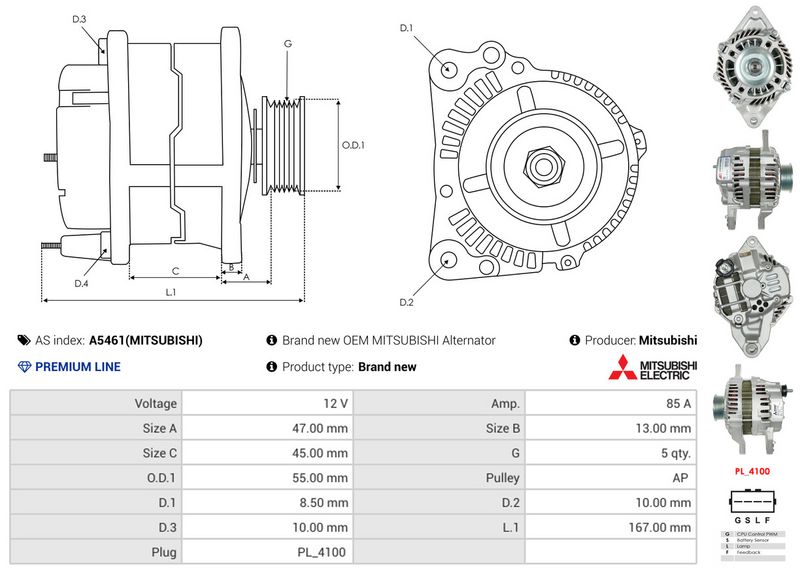 AS-PL A5461(MITSUBISHI) Alternator