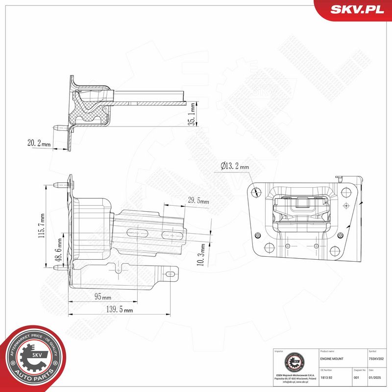Paigutus, Mootor, ESEN SKV 75SKV202