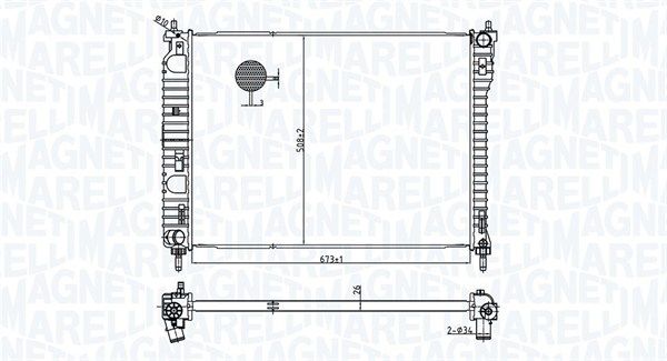 Радіатор, система охолодження двигуна, Magneti Marelli 350213179800