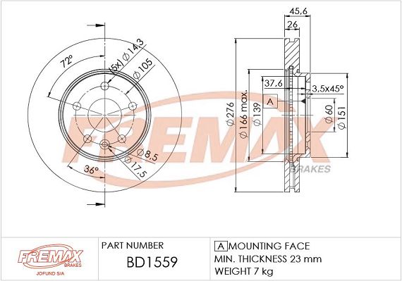 FREMAX BD-1559 Brake Disc
