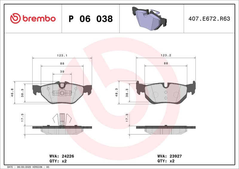 BREMBO P 06 038 Brake Pad Set, disc brake