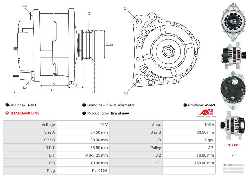 AS-PL A1011 Alternator