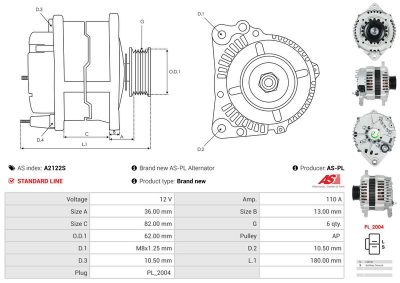 AS-PL A2122S Alternator