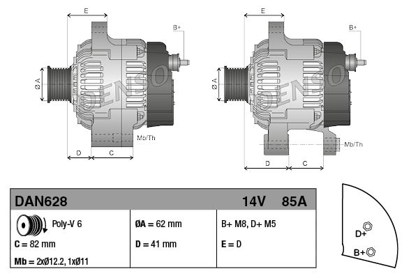 DENSO DAN628 Alternator