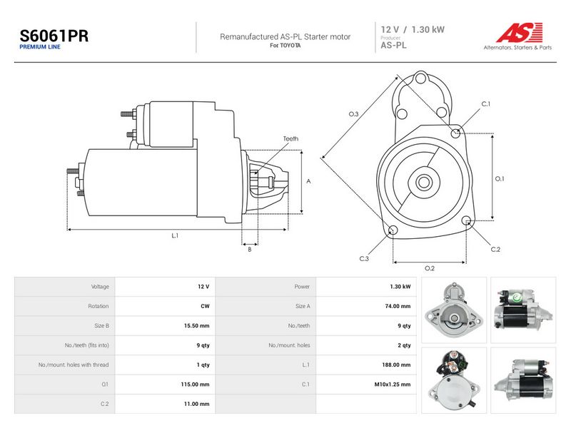 Starter, AS-PL S6061PR