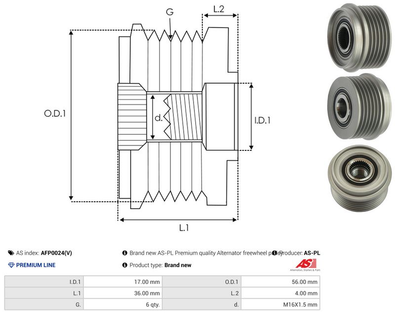 AS-PL AFP0024(V) Alternator Freewheel Clutch