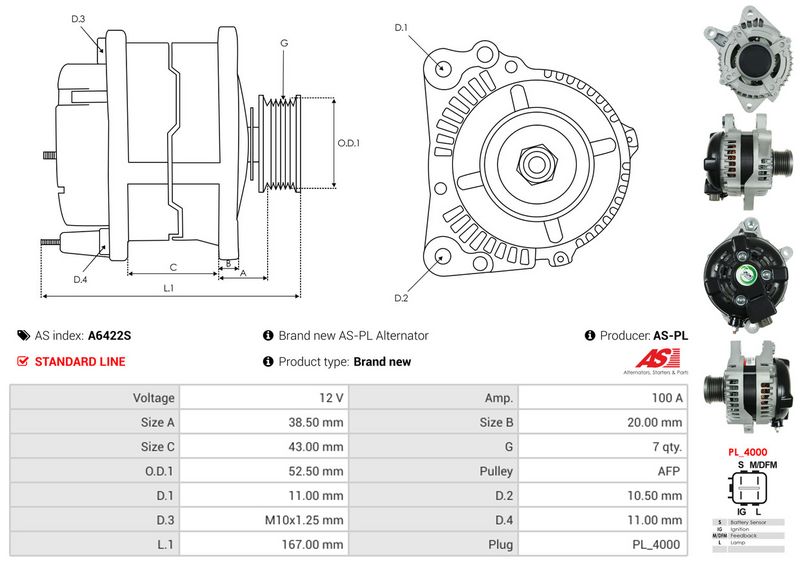 AS-PL A6422S Alternator
