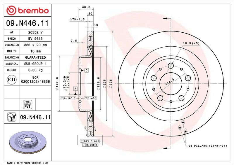 BREMBO 09.N446.11 Brake Disc
