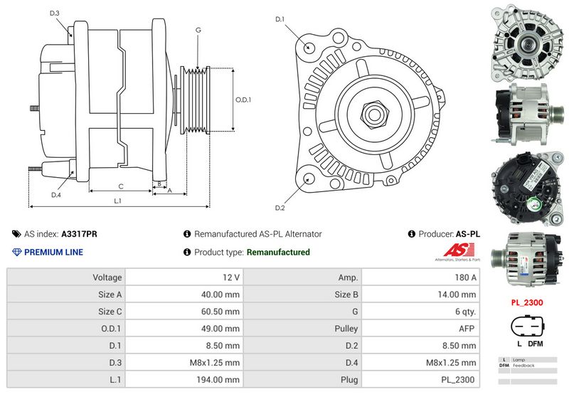 AS-PL A3317PR Alternator