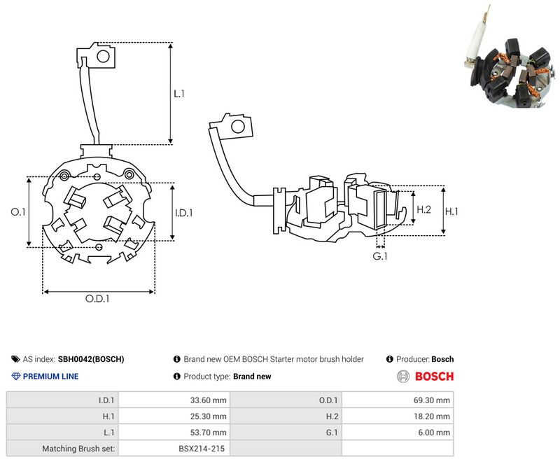 AS-PL SBH0042(BOSCH) Holder, carbon brushes