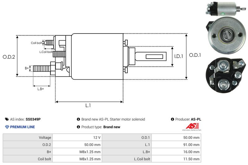 AS-PL SS0349P Solenoid Switch, starter