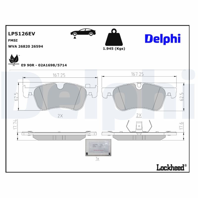DELPHI LP3914 Brake Pad Set, disc brake